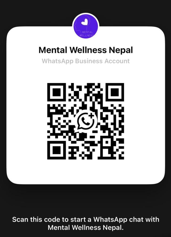 Mental Wellness Nepal WhatsApp Business QR code. Scan to start a chat.